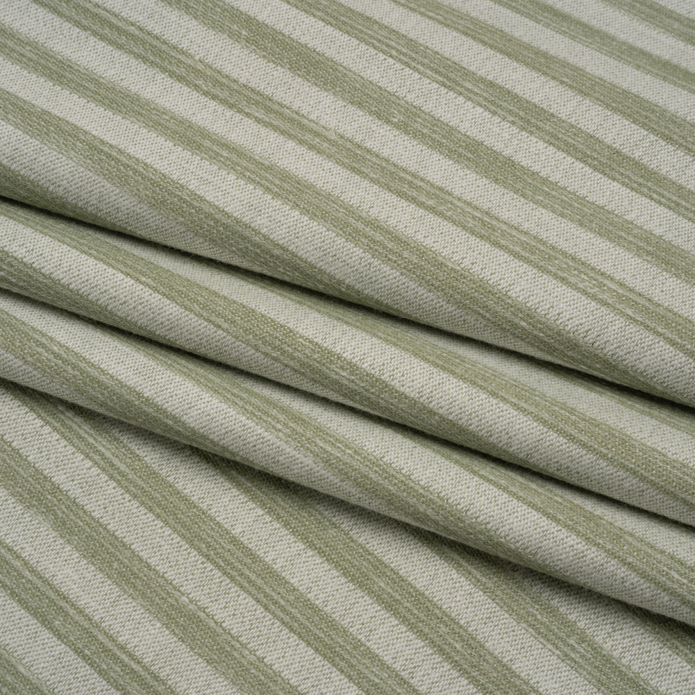Cotton Blend Home Decor Jacquard - Sage Stripes - British Imported - Folded Cotton Blend Home Decor Jacquard - Sage Stripes - British Imported - Folded