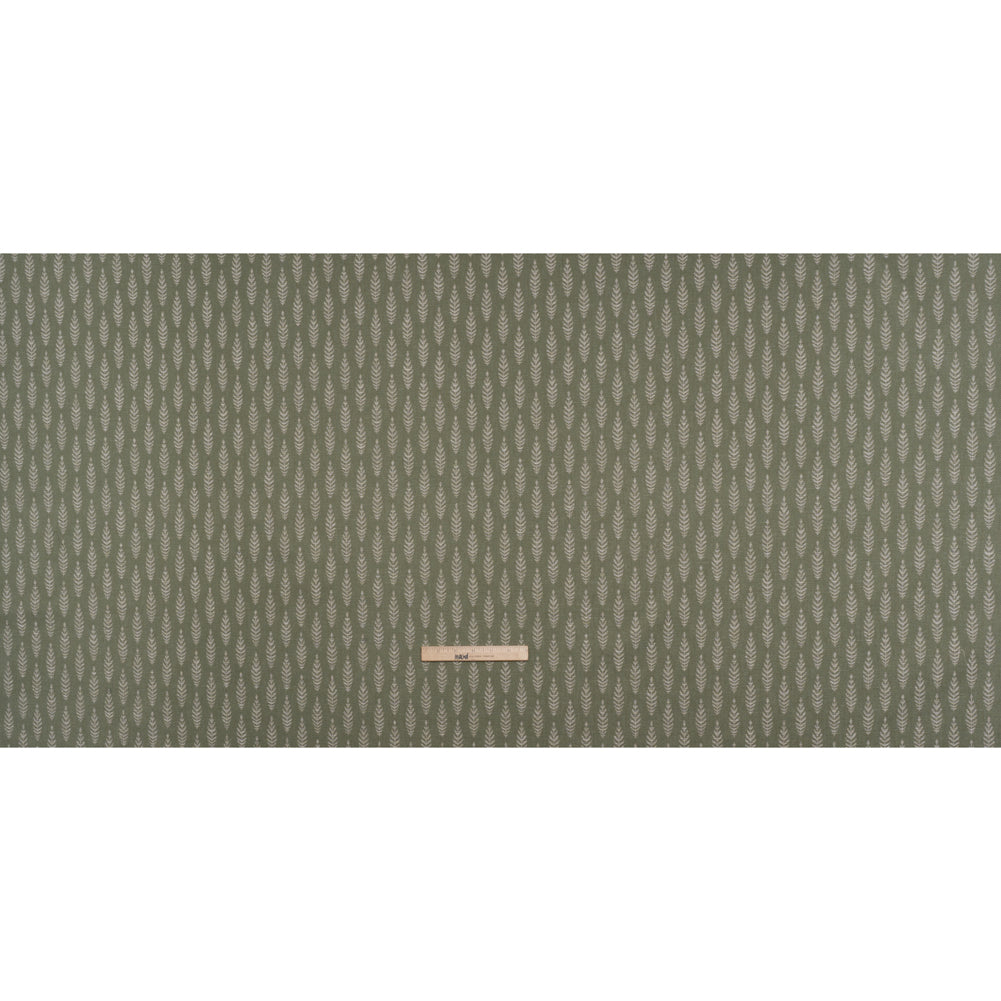 Recycled Polyester and Cotton Jacquard - Moss Lines of Leaves - British Imported - Full Recycled Polyester and Cotton Jacquard - Moss Lines of Leaves - British Imported - Full