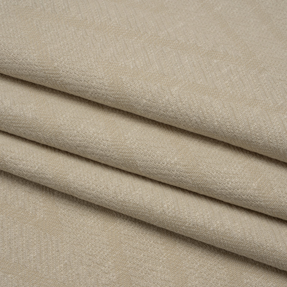 Recycled Polyester and Cotton Drapery Twill Woven - Flax Chevrons - British Imported - Folded Recycled Polyester and Cotton Drapery Twill Woven - Flax Chevrons - British Imported - Folded