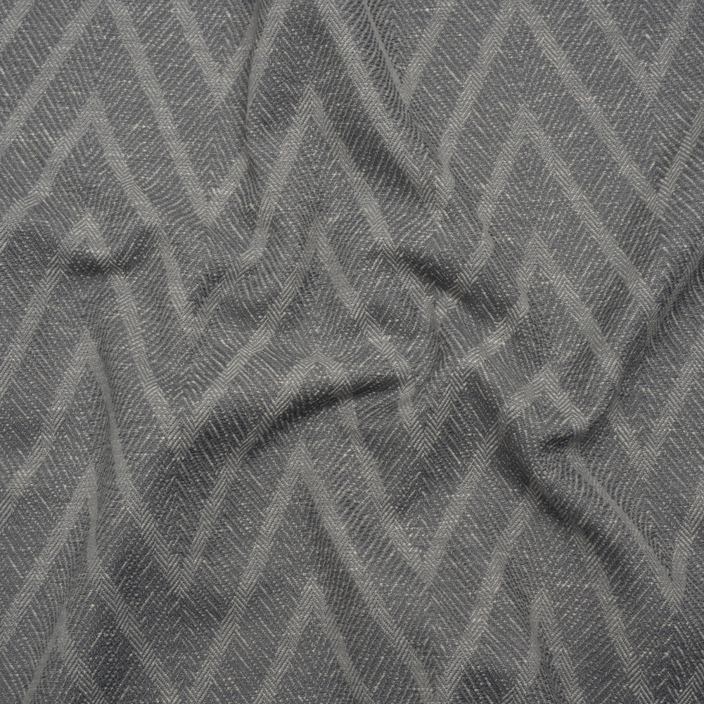 Recycled Polyester and Cotton Drapery Twill Woven - Ink Chevrons - British Imported Recycled Polyester and Cotton Drapery Twill Woven - Ink Chevrons - British Imported