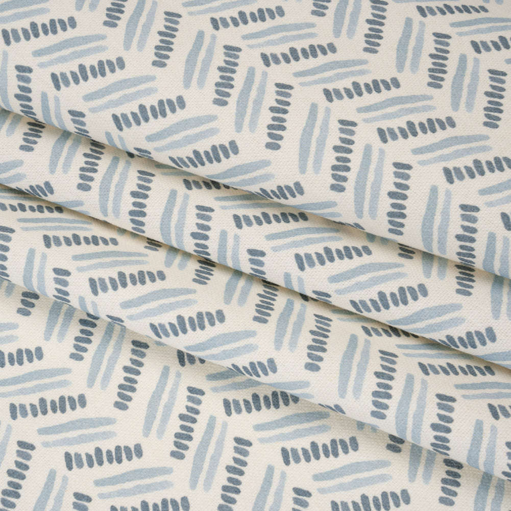 Cotton and Linen Canvas Print - Indigo Watercolor Herringbone Chevron - British Imported - Folded Cotton and Linen Canvas Print - Indigo Watercolor Herringbone Chevron - British Imported - Folded