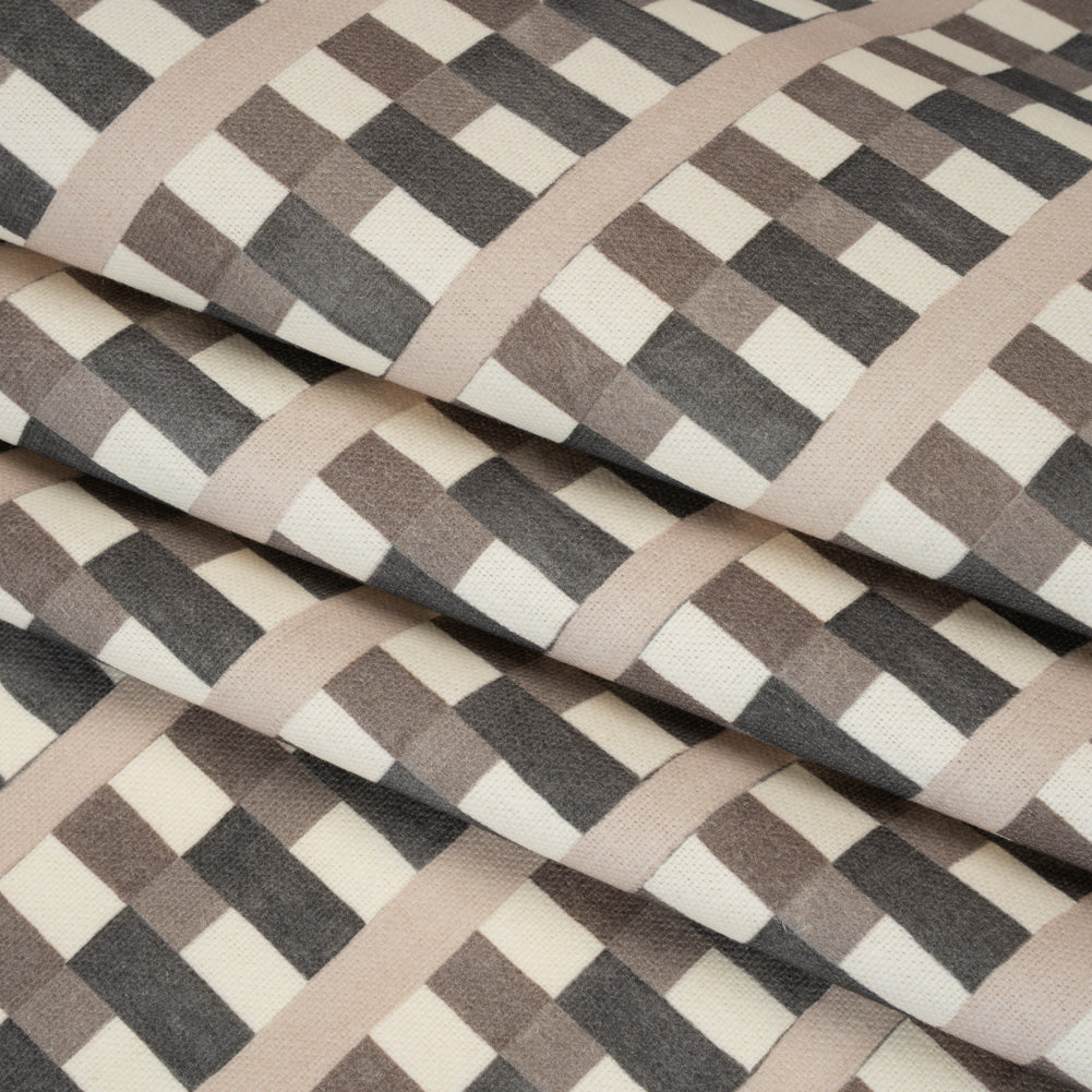 Cotton and Linen Canvas Print - Charcoal Geometric Block Stripes - British Imported - Folded Cotton and Linen Canvas Print - Charcoal Geometric Block Stripes - British Imported - Folded