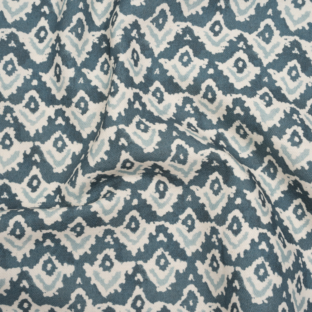 Cotton and Linen Canvas Print - Indigo Rows of Diamonds - British Imported Cotton and Linen Canvas Print - Indigo Rows of Diamonds - British Imported