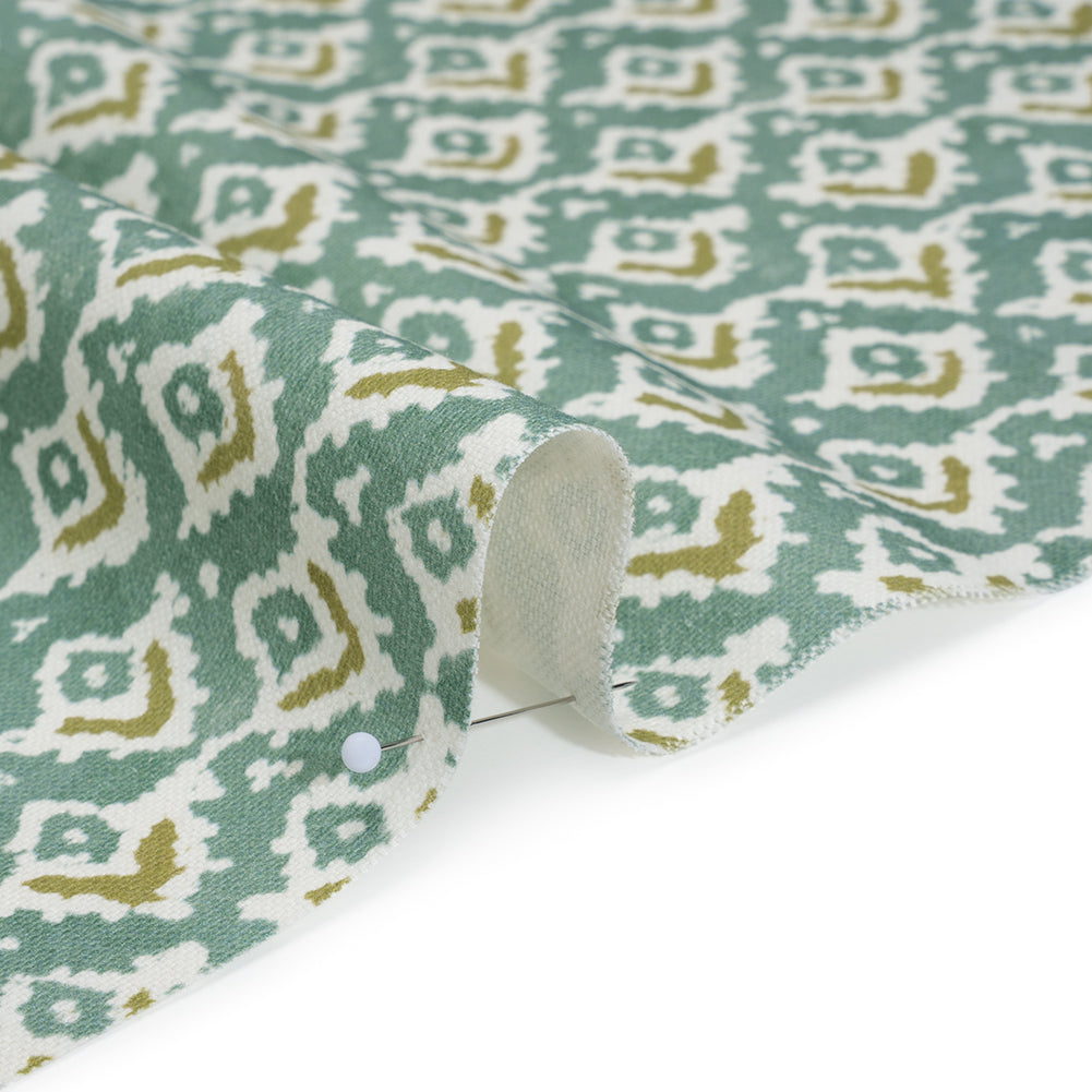Cotton and Linen Canvas Print - Teal Rows of Diamonds - British Imported - Detail Cotton and Linen Canvas Print - Teal Rows of Diamonds - British Imported - Detail