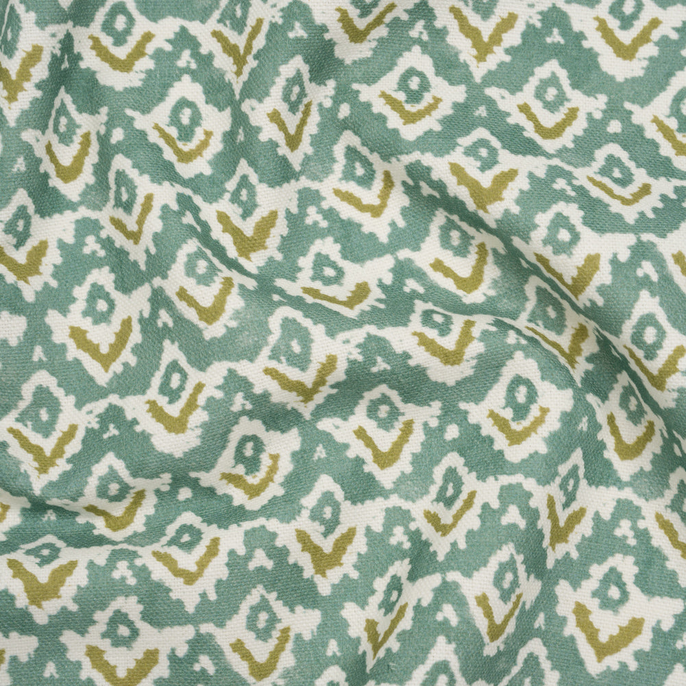 Cotton and Linen Canvas Print - Teal Rows of Diamonds - British Imported Cotton and Linen Canvas Print - Teal Rows of Diamonds - British Imported