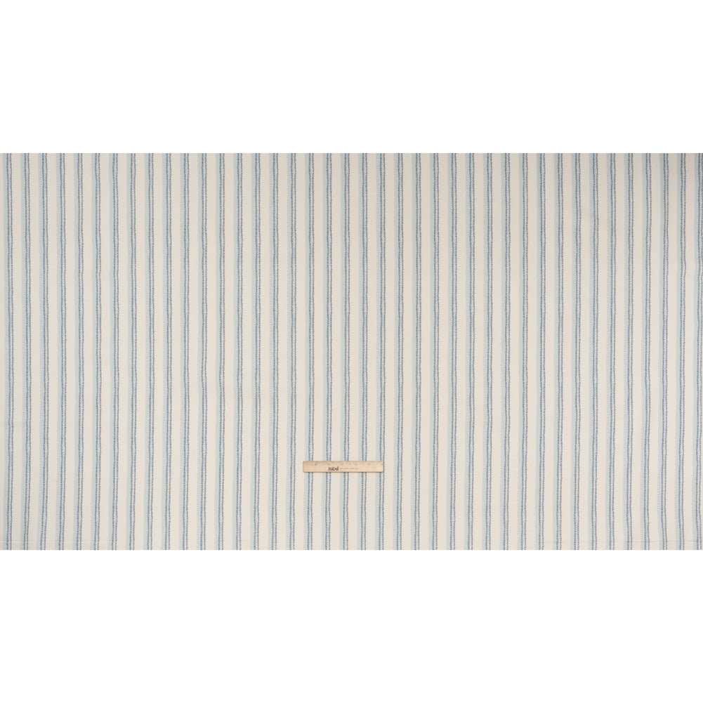 Cotton and Linen Canvas Print - Indigo Stripes and Dots - British Imported - Full Cotton and Linen Canvas Print - Indigo Stripes and Dots - British Imported - Full