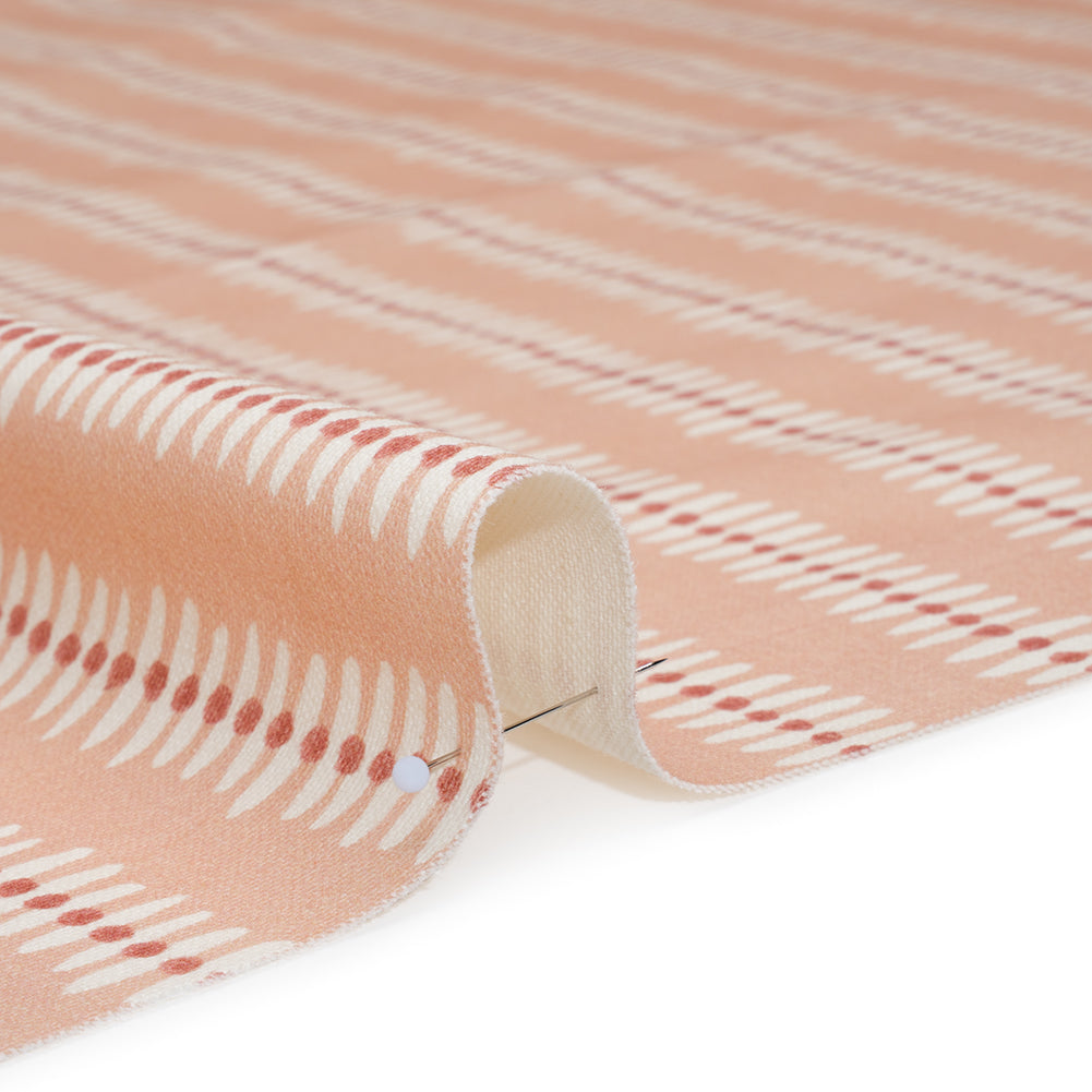 Cotton and Linen Canvas Print - Raspberry Dash and Dot Stripes - British Imported - Detail Cotton and Linen Canvas Print - Raspberry Dash and Dot Stripes - British Imported - Detail