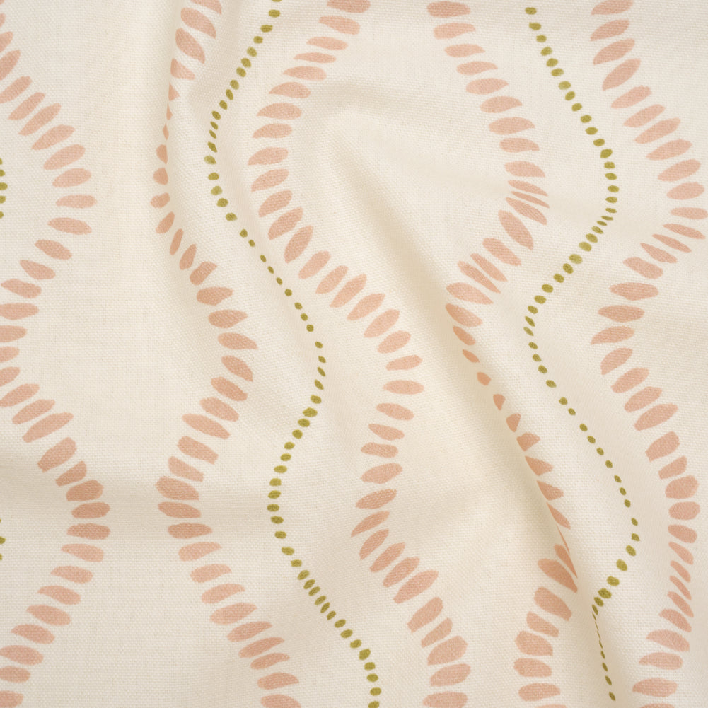 Cotton and Linen Canvas Print - Blossom Waves of Petal and Dots - British Imported Cotton and Linen Canvas Print - Blossom Waves of Petal and Dots - British Imported