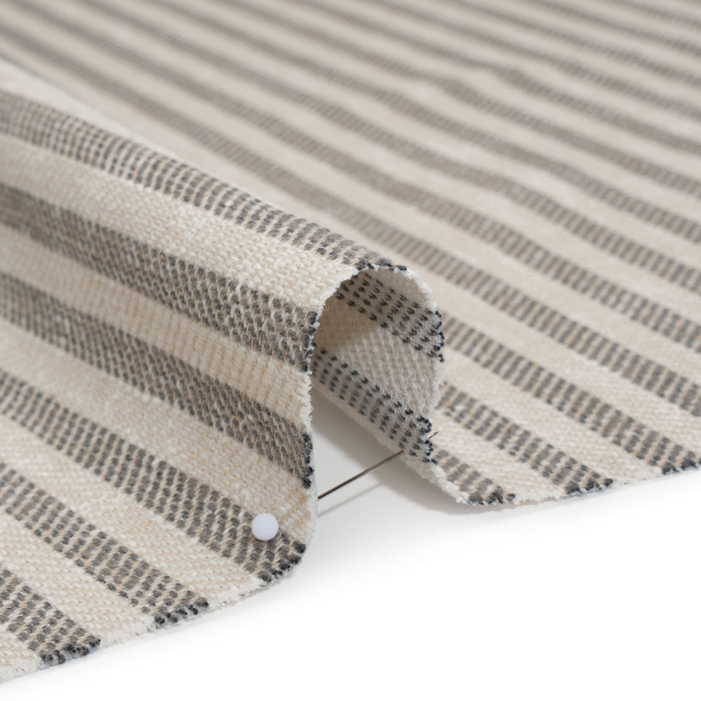 Polyester and Cotton Herringbone Twill - Charcoal Stripes - British Imported Detail Polyester and Cotton Herringbone Twill - Charcoal Stripes - British Imported Detail