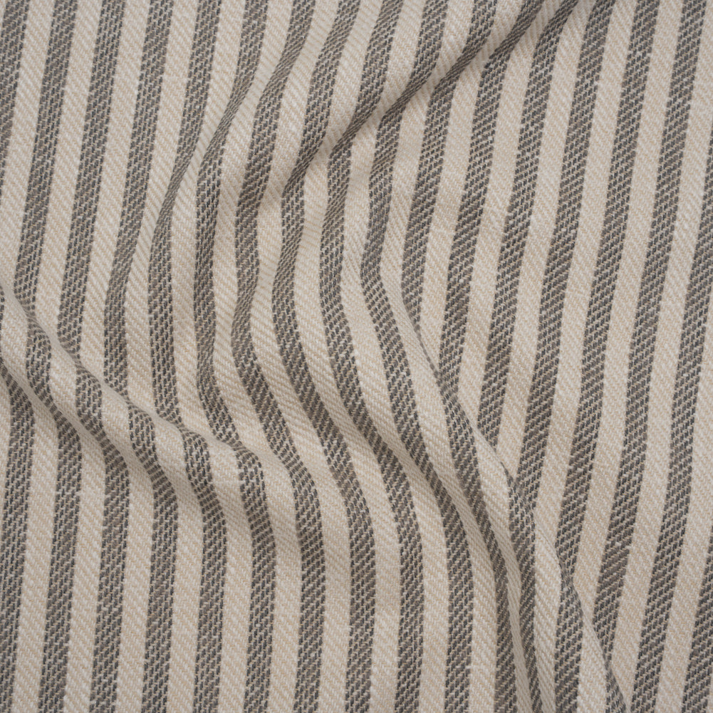 Polyester and Cotton Herringbone Twill - Charcoal Stripes - British Imported Polyester and Cotton Herringbone Twill - Charcoal Stripes - British Imported