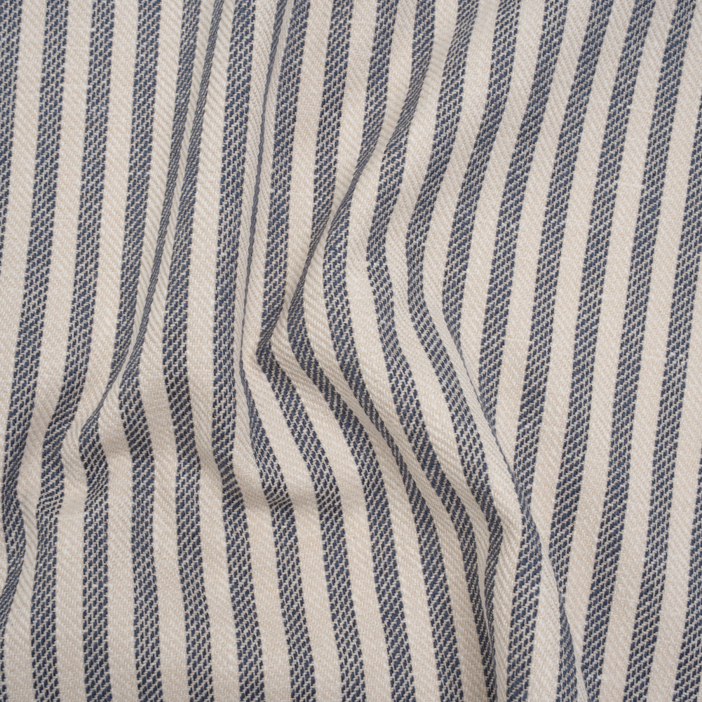Polyester and Cotton Herringbone Twill - Indigo Stripes - British Imported Polyester and Cotton Herringbone Twill - Indigo Stripes - British Imported