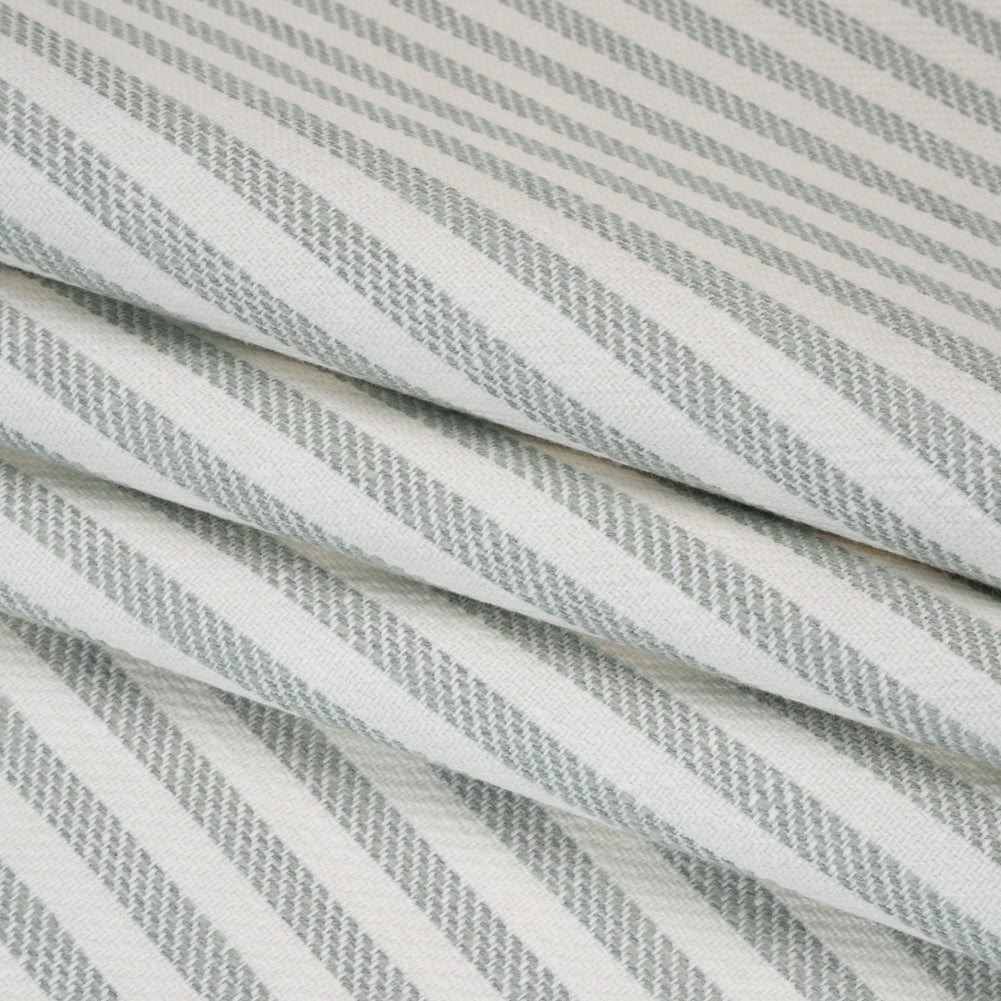 Polyester and Cotton Herringbone Twill - Seafoam Stripes - British Imported Folded Polyester and Cotton Herringbone Twill - Seafoam Stripes - British Imported Folded