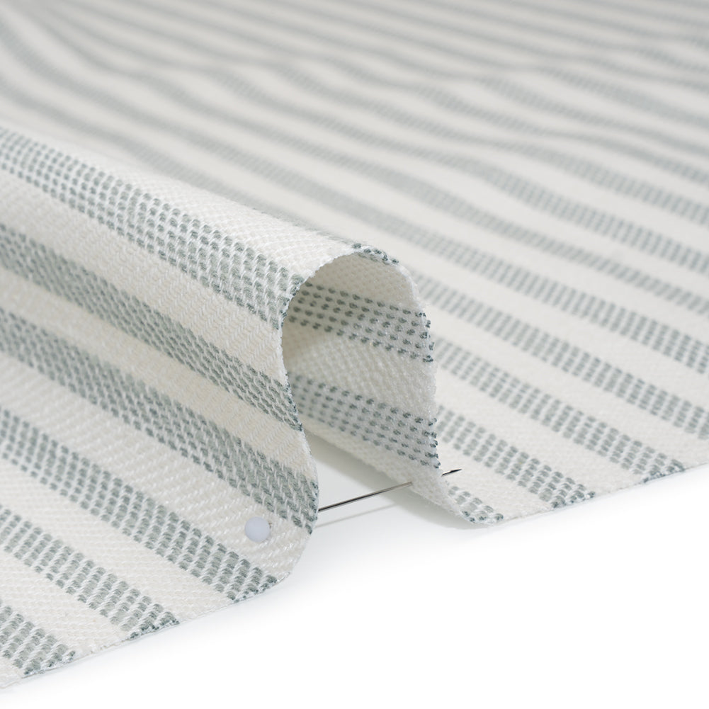 Polyester and Cotton Herringbone Twill - Seafoam Stripes - British Imported Detail Polyester and Cotton Herringbone Twill - Seafoam Stripes - British Imported Detail