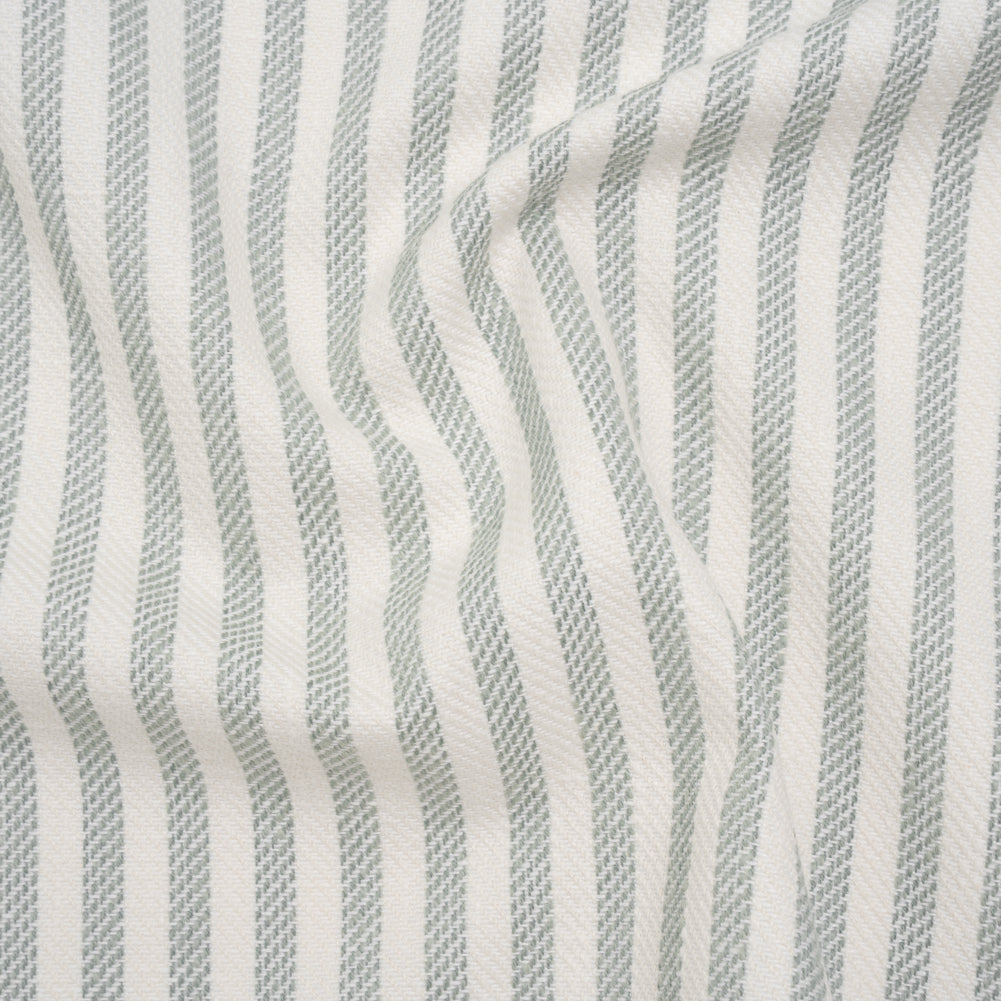 Polyester and Cotton Herringbone Twill - Seafoam Stripes - British Imported Polyester and Cotton Herringbone Twill - Seafoam Stripes - British Imported