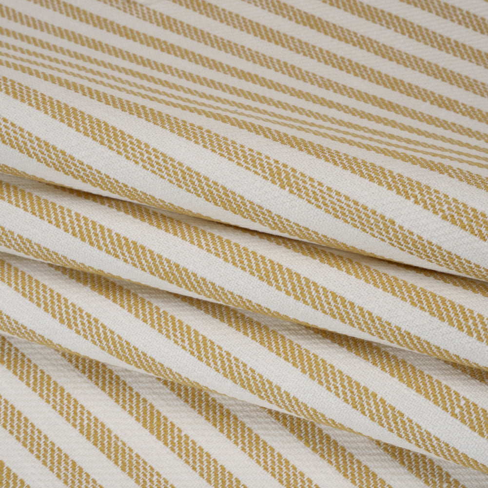 Polyester and Cotton Herringbone Twill - Sunflower Stripes - British Imported Folded Polyester and Cotton Herringbone Twill - Sunflower Stripes - British Imported Folded