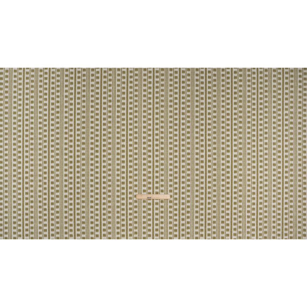 Polyester and Cotton Home Decor Jacquard - Olive Ikat Squares in Stripes - British Imported Full Polyester and Cotton Home Decor Jacquard - Olive Ikat Squares in Stripes - British Imported Full