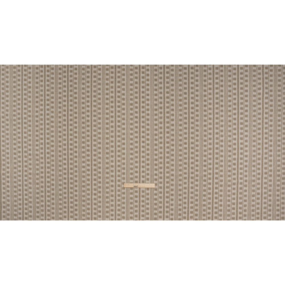 Polyester and Cotton Home Decor Jacquard - Stone Ikat Squares in Stripes - British Imported - Full Polyester and Cotton Home Decor Jacquard - Stone Ikat Squares in Stripes - British Imported - Full