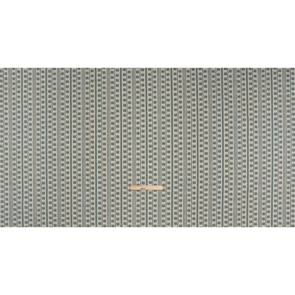 Polyester and Cotton Home Decor Jacquard - Teal Ikat Squares in Stripes - British Imported Full Polyester and Cotton Home Decor Jacquard - Teal Ikat Squares in Stripes - British Imported Full