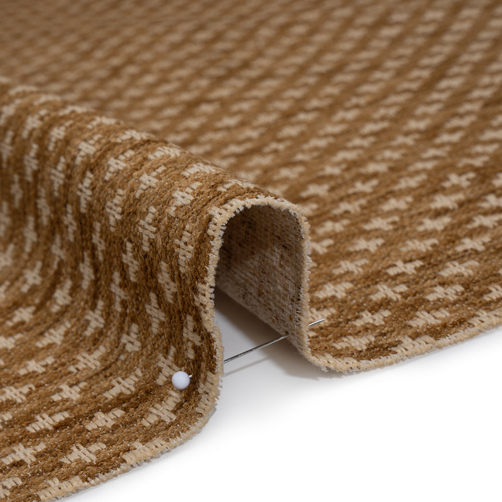 Polyester Boucle Home Decor Jacquard - Caramel Plus Signs - British Imported - Detail Polyester Boucle Home Decor Jacquard - Caramel Plus Signs - British Imported - Detail