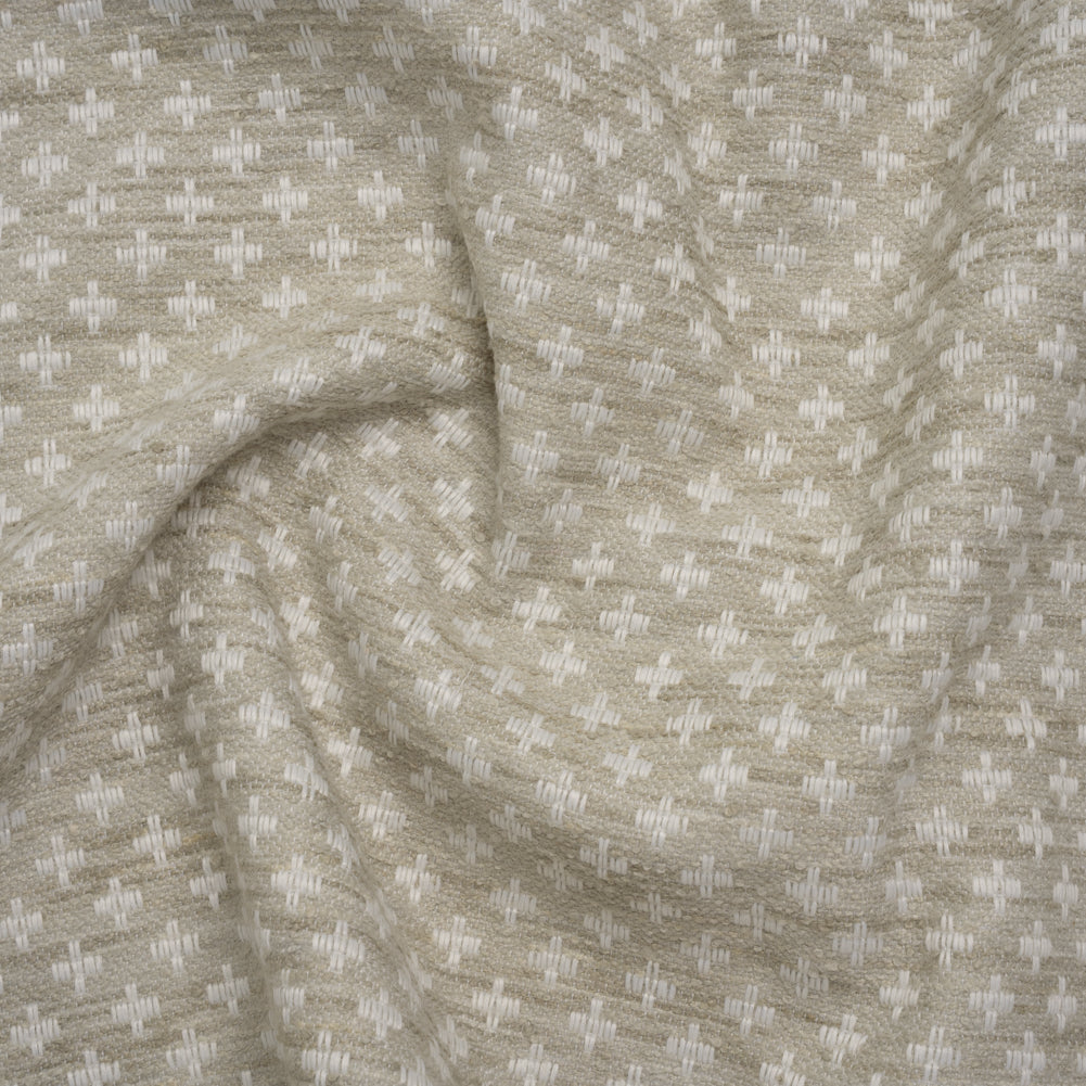 Polyester Boucle Home Decor Jacquard - Dove Plus Signs - British Imported Polyester Boucle Home Decor Jacquard - Dove Plus Signs - British Imported
