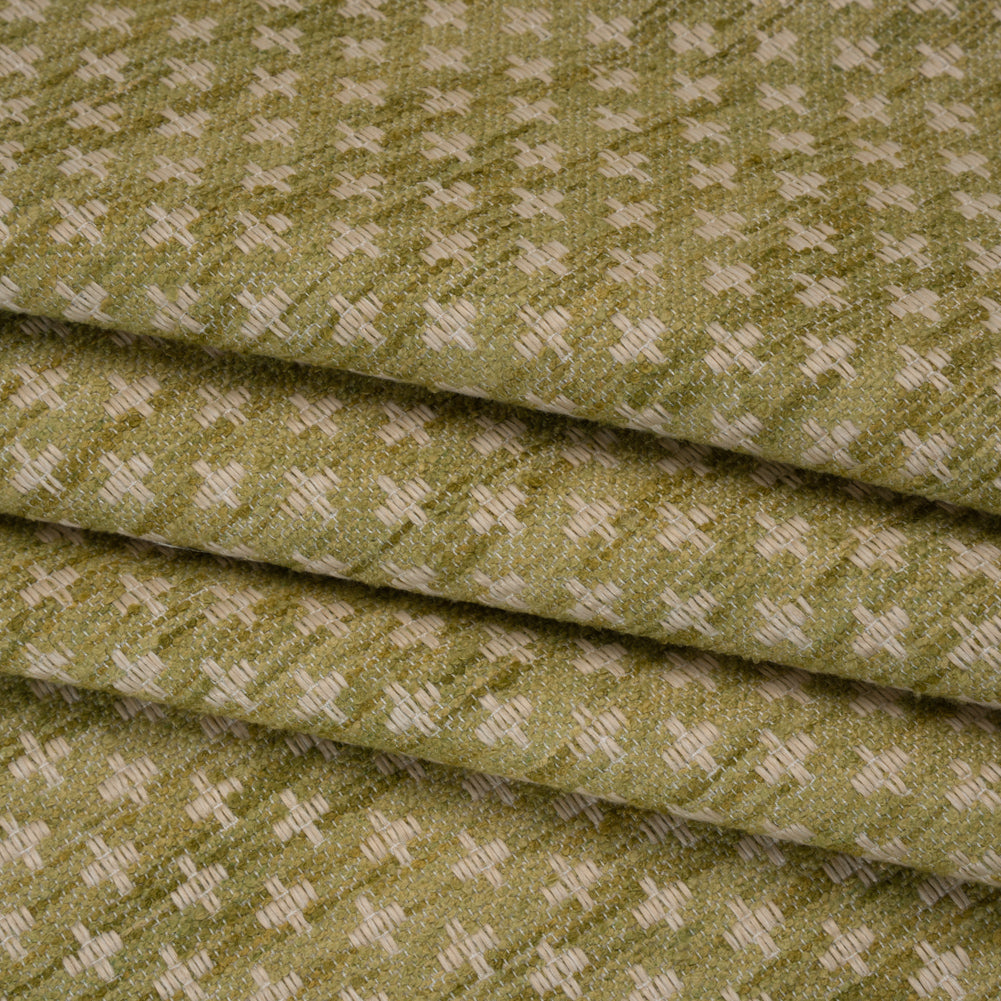 Polyester Boucle Home Decor Jacquard - Leaf Plus Signs - British Imported - Folded Polyester Boucle Home Decor Jacquard - Leaf Plus Signs - British Imported - Folded