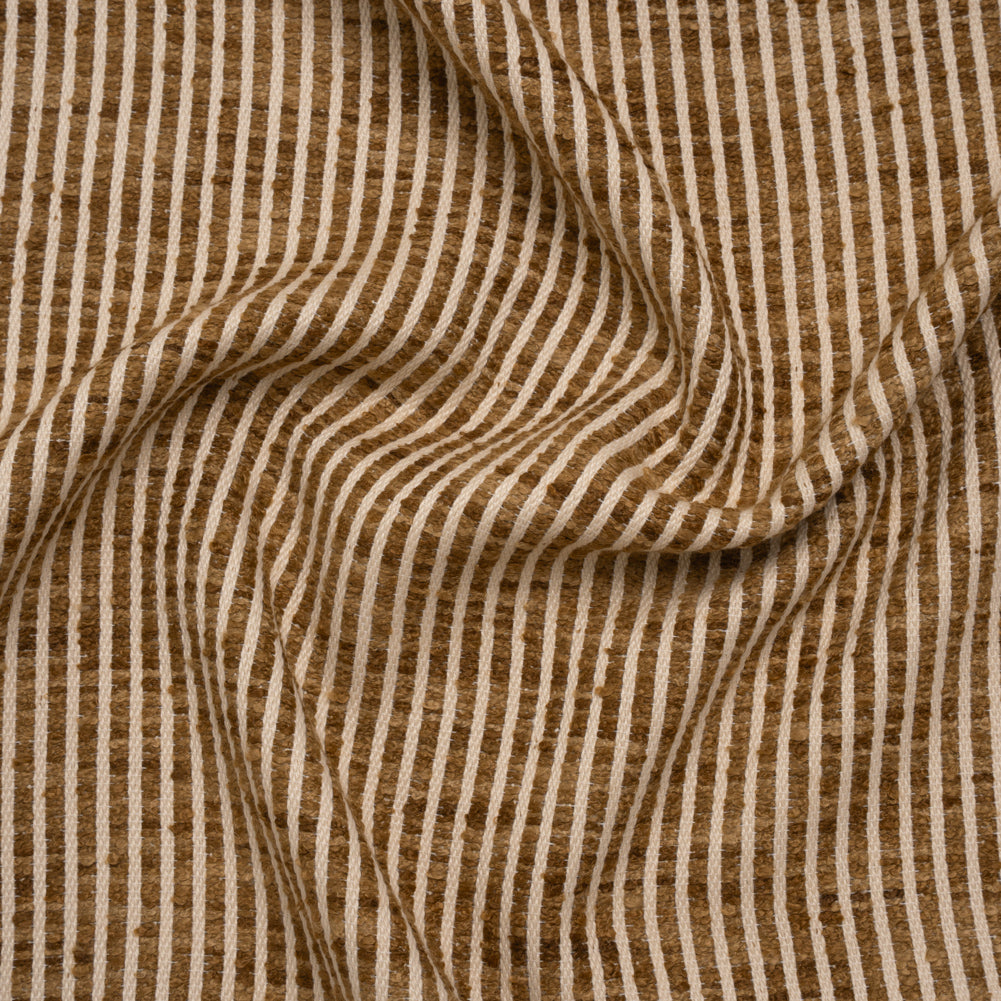 Polyester Boucle Woven - Caramel Stripes - British Imported Polyester Boucle Woven - Caramel Stripes - British Imported