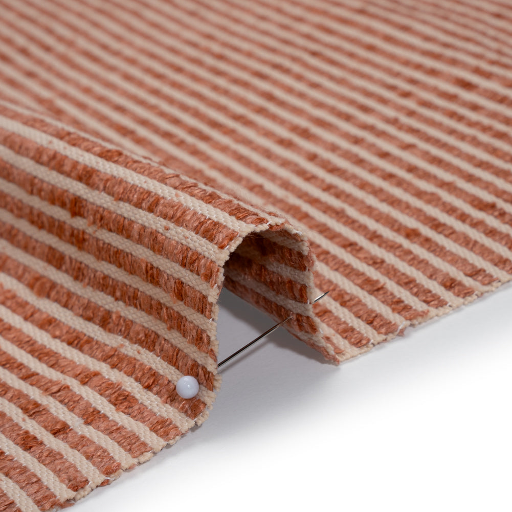 Polyester Boucle Woven - Coral Stripes - British Imported - Detail Polyester Boucle Woven - Coral Stripes - British Imported - Detail