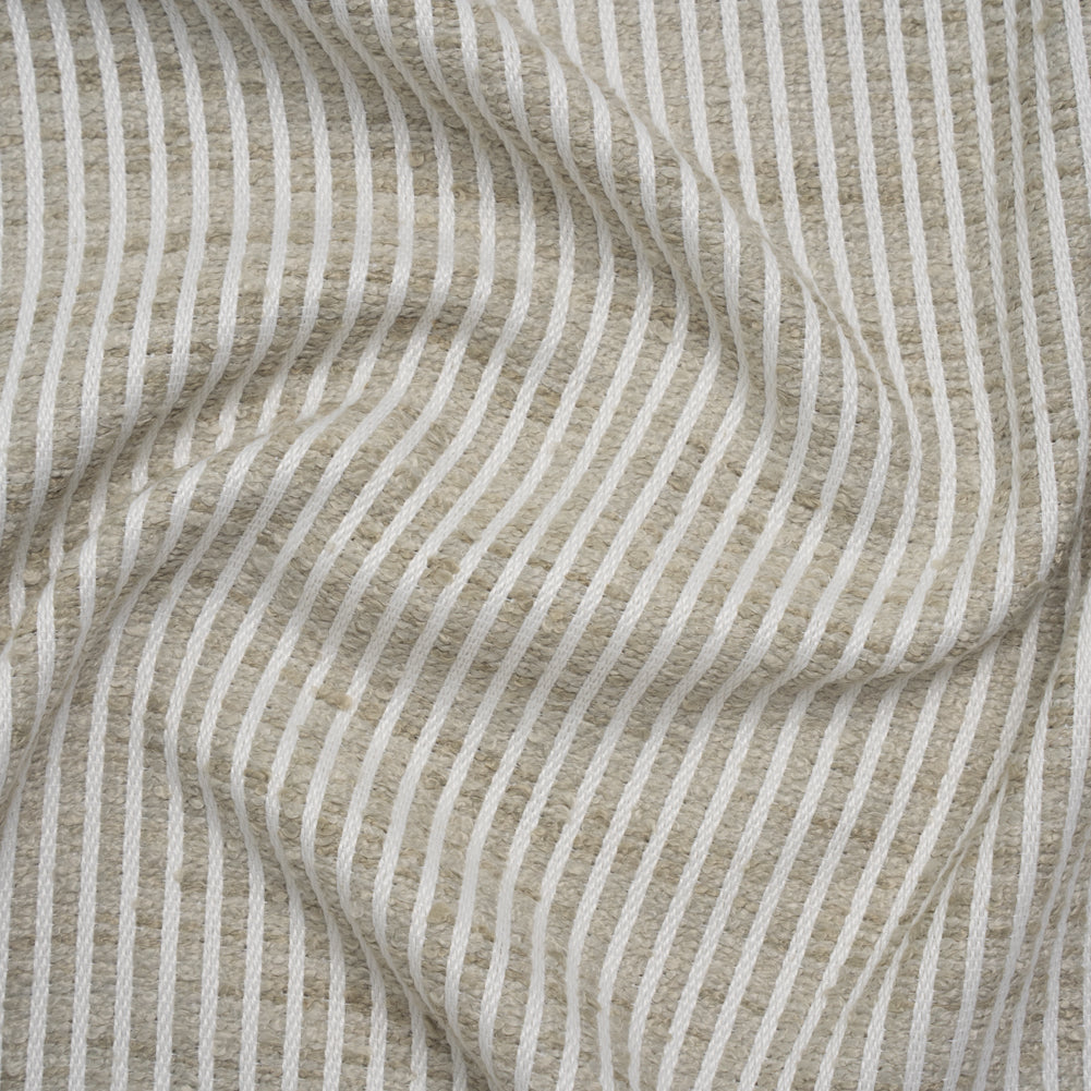 Polyester Boucle Woven - Dove Stripes - British Imported Polyester Boucle Woven - Dove Stripes - British Imported