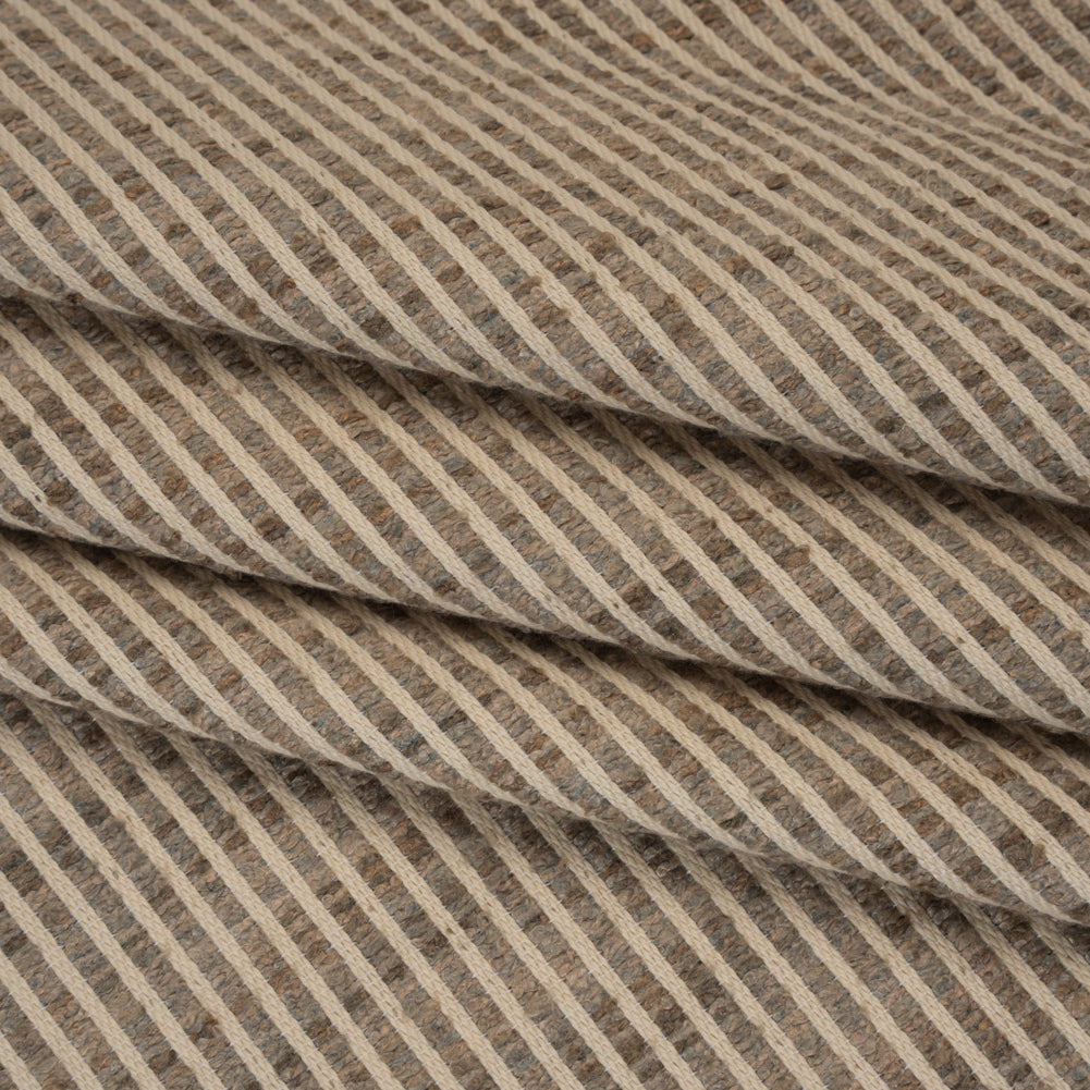 Polyester Boucle Woven - Fawn Stripes - British Imported - Folded Polyester Boucle Woven - Fawn Stripes - British Imported - Folded