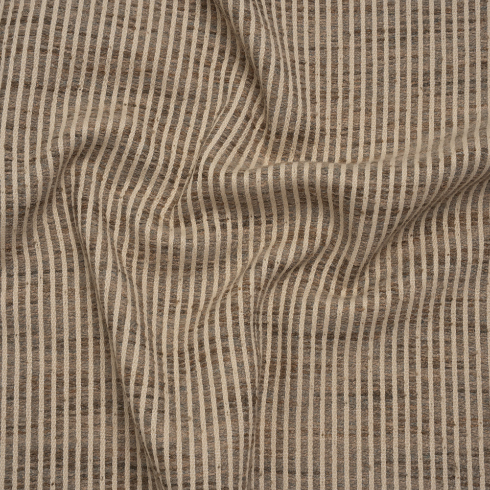 Polyester Boucle Woven - Fawn Stripes - British Imported Polyester Boucle Woven - Fawn Stripes - British Imported