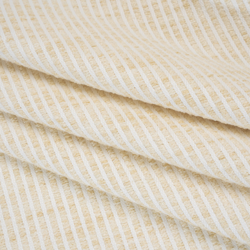 Polyester Boucle Woven - Oyster Stripes - British Imported Folded Polyester Boucle Woven - Oyster Stripes - British Imported Folded