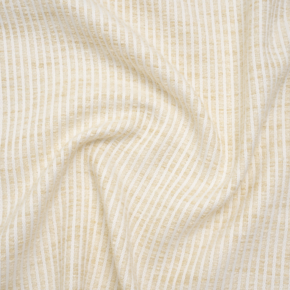 Polyester Boucle Woven - Oyster Stripes - British Imported Polyester Boucle Woven - Oyster Stripes - British Imported