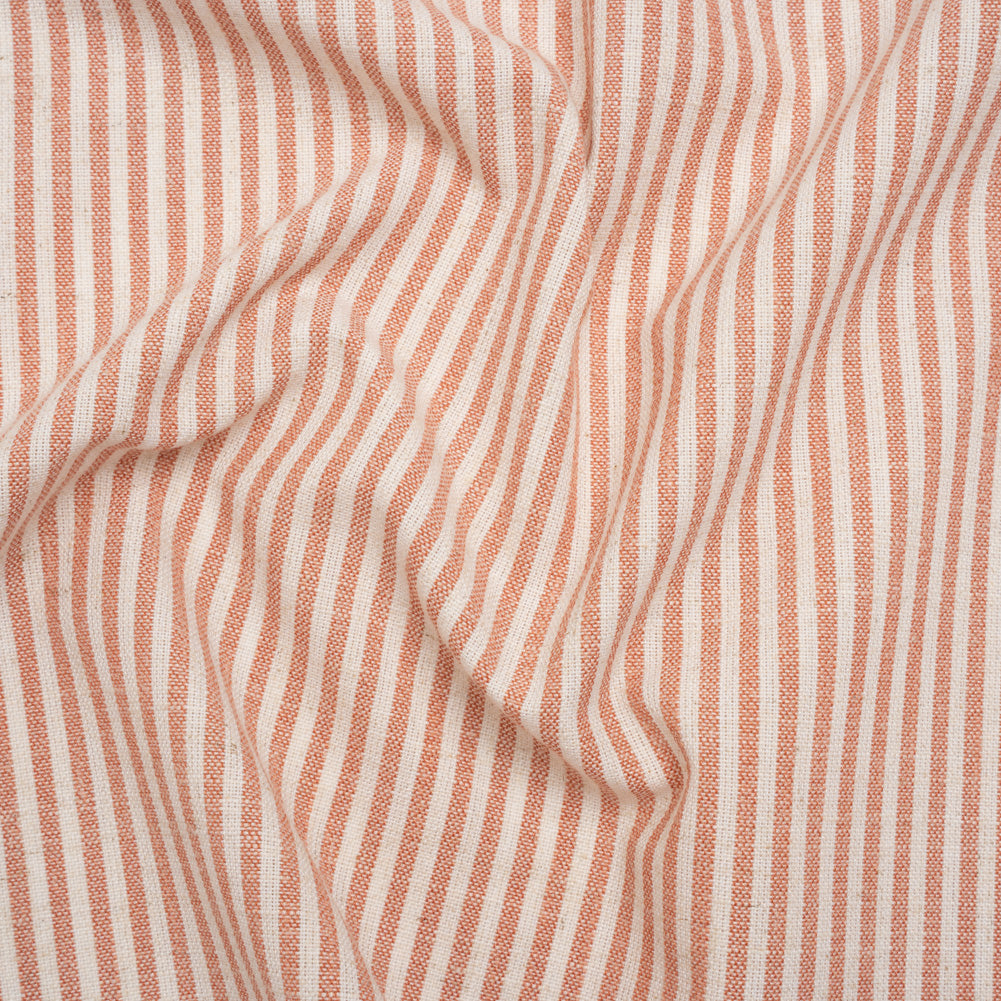 Recycled Polyester Blend Woven - Blush Pink Candy Stripes - British Imported Recycled Polyester Blend Woven - Blush Pink Candy Stripes - British Imported