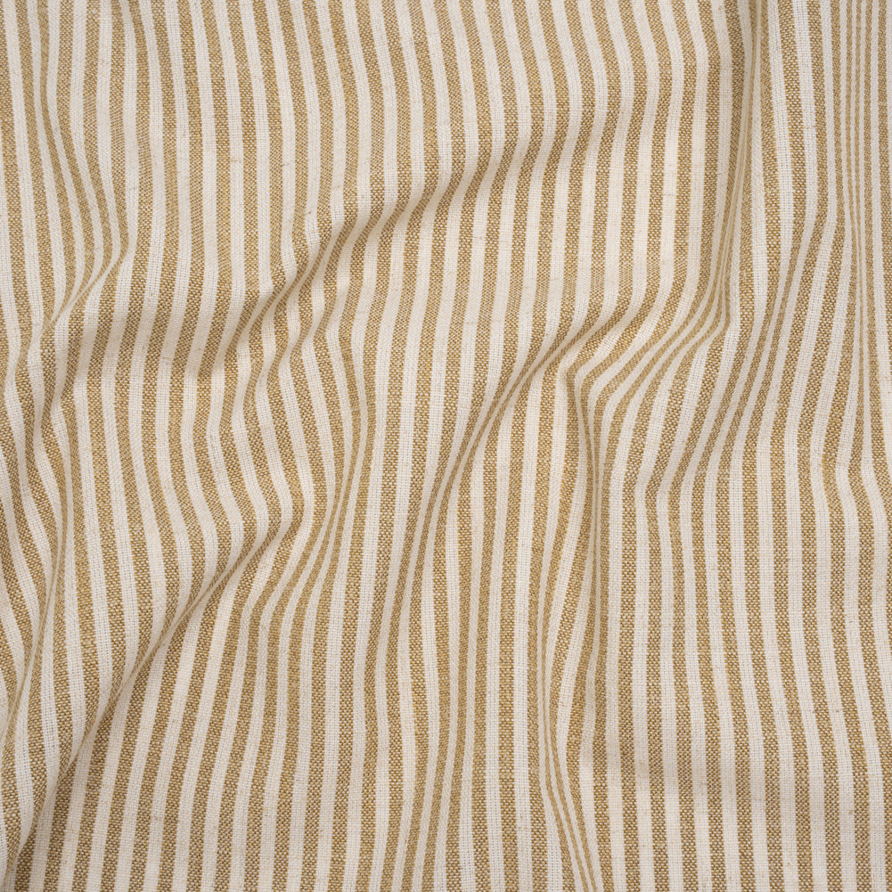 Recycled Polyester Blend Woven - Ochre Candy Stripes - British Imported Recycled Polyester Blend Woven - Ochre Candy Stripes - British Imported