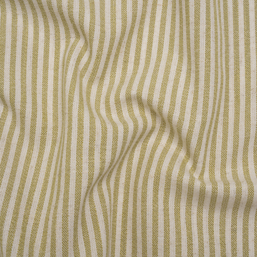 Recycled Polyester Blend Woven - Olive Candy Stripes - British Imported Recycled Polyester Blend Woven - Olive Candy Stripes - British Imported