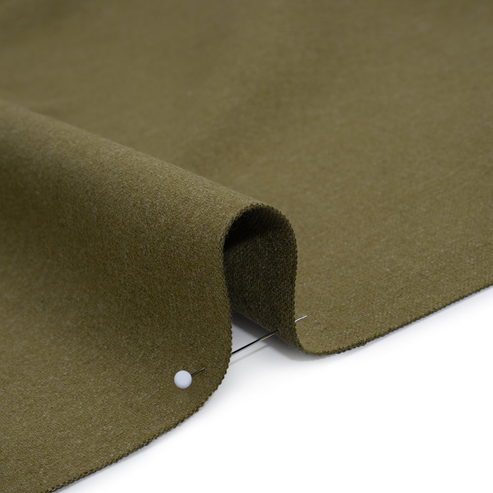 Double Wide Brushed Cotton and Linen Woven - Moss - British Imported - Detail Double Wide Brushed Cotton and Linen Woven - Moss - British Imported - Detail