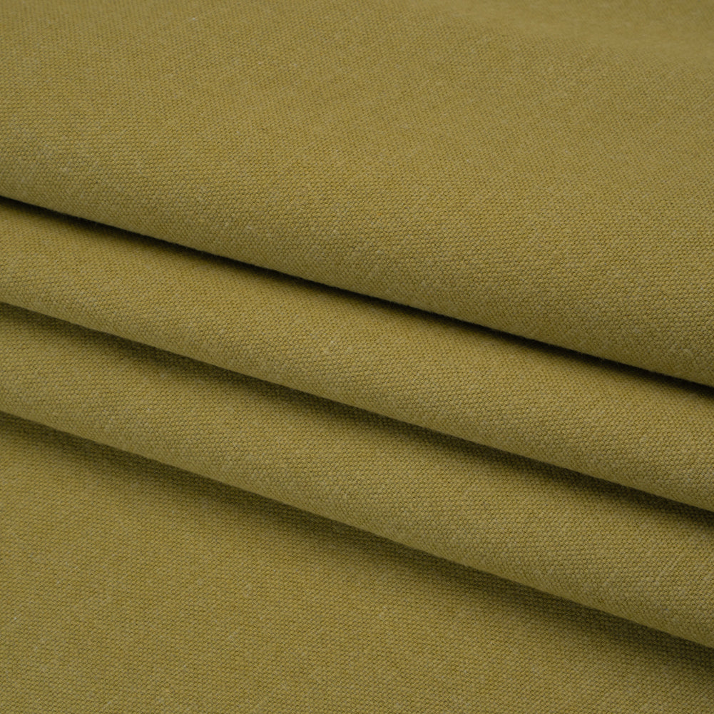 Double Wide Brushed Cotton and Linen Woven - Olive - British Imported - Folded Double Wide Brushed Cotton and Linen Woven - Olive - British Imported - Folded
