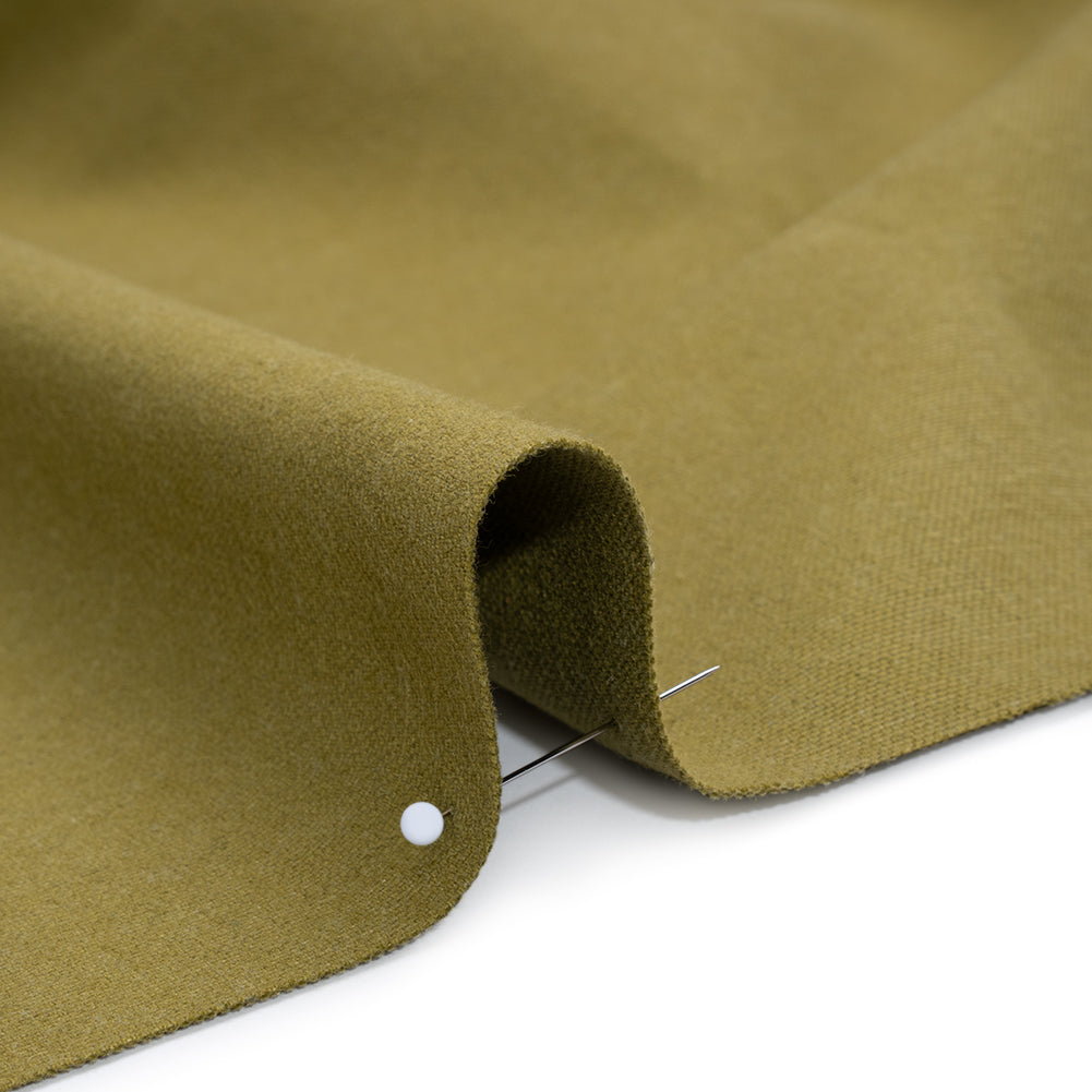 Double Wide Brushed Cotton and Linen Woven - Olive - British Imported - Detail Double Wide Brushed Cotton and Linen Woven - Olive - British Imported - Detail