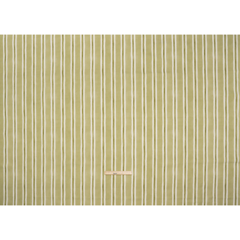 Brushed Cotton and Linen Canvas Print - Pistachio Painted Stripes - British Imported - Full Brushed Cotton and Linen Canvas Print - Pistachio Painted Stripes - British Imported - Full