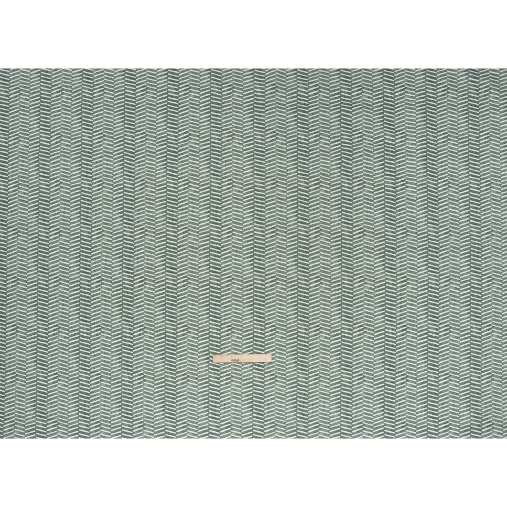 Brushed Cotton and Linen Canvas Print - Kingfisher Painted Herringbone - British Imported - Full Brushed Cotton and Linen Canvas Print - Kingfisher Painted Herringbone - British Imported - Full