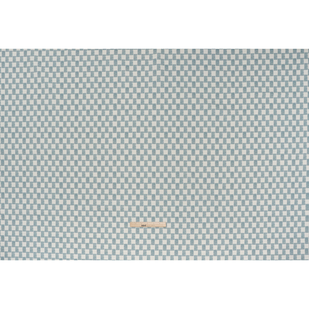 Brushed Cotton and Linen Canvas Print - Marine Painterly Striped Check - British Imported - Full Brushed Cotton and Linen Canvas Print - Marine Painterly Striped Check - British Imported - Full
