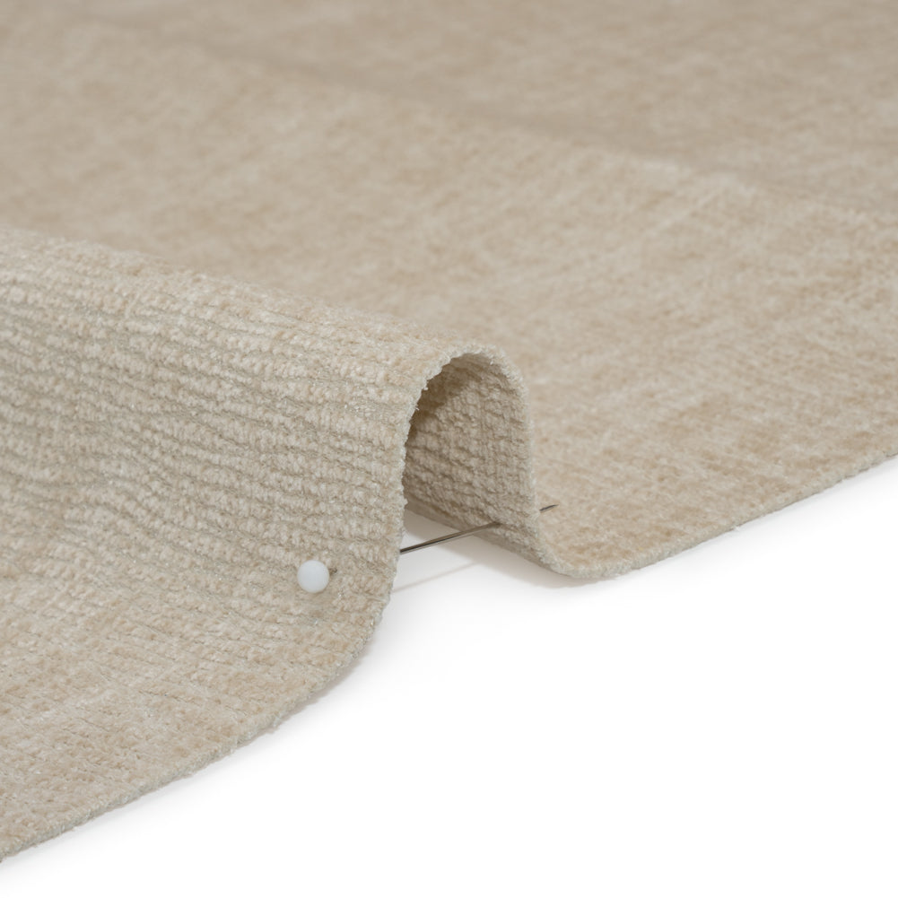 Chenille Upholstery Woven with Latex Backing - Ecru - Lovell Collection Detail Chenille Upholstery Woven with Latex Backing - Ecru - Lovell Collection Detail
