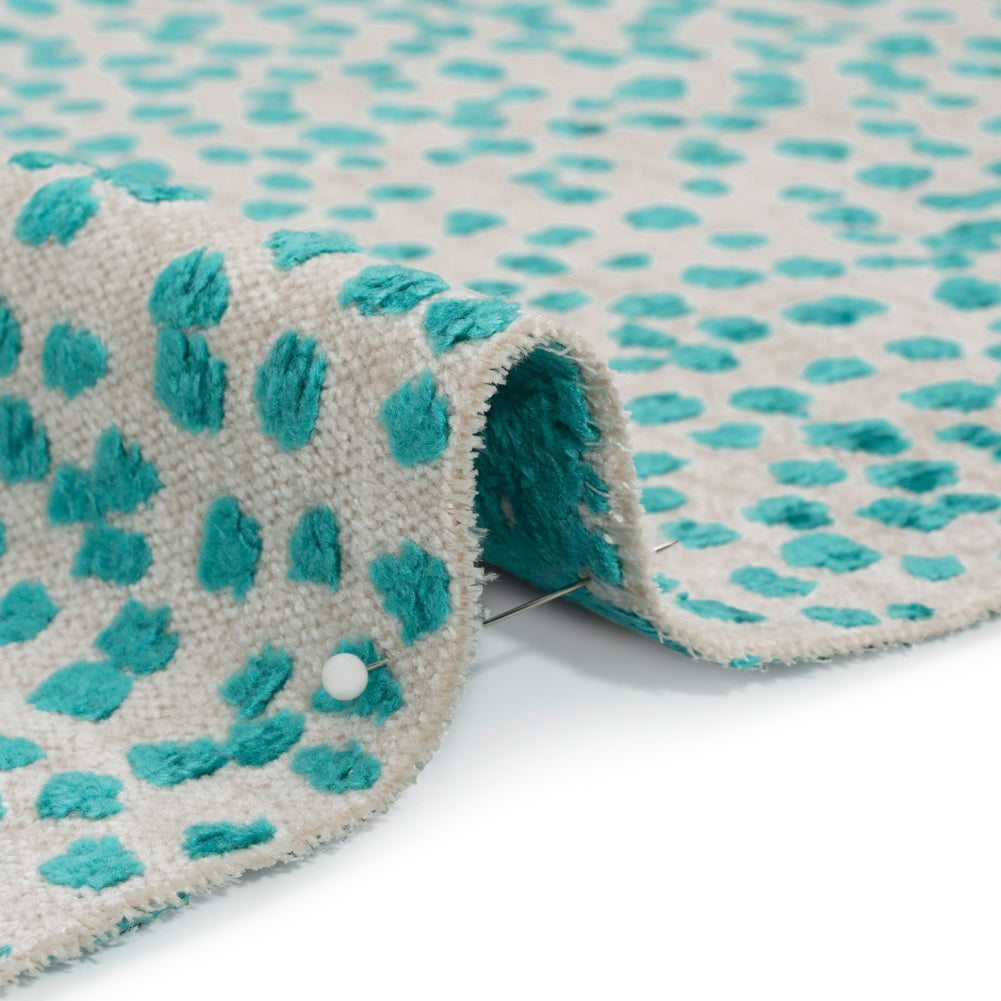Upholstery Chenille - Aqua Spotted - Piperhill Collection Detail Upholstery Chenille - Aqua Spotted - Piperhill Collection Detail