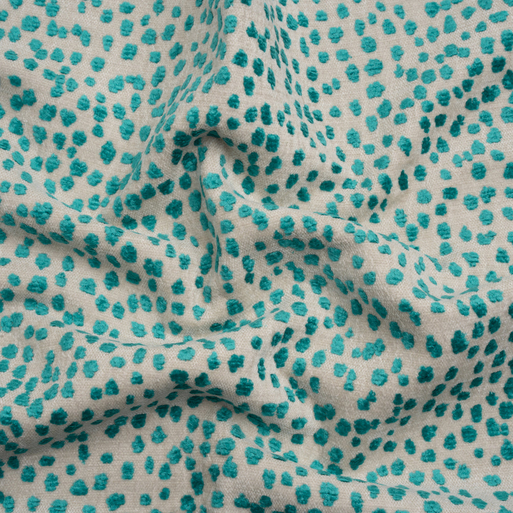 Upholstery Chenille - Aqua Spotted - Piperhill Collection Upholstery Chenille - Aqua Spotted - Piperhill Collection