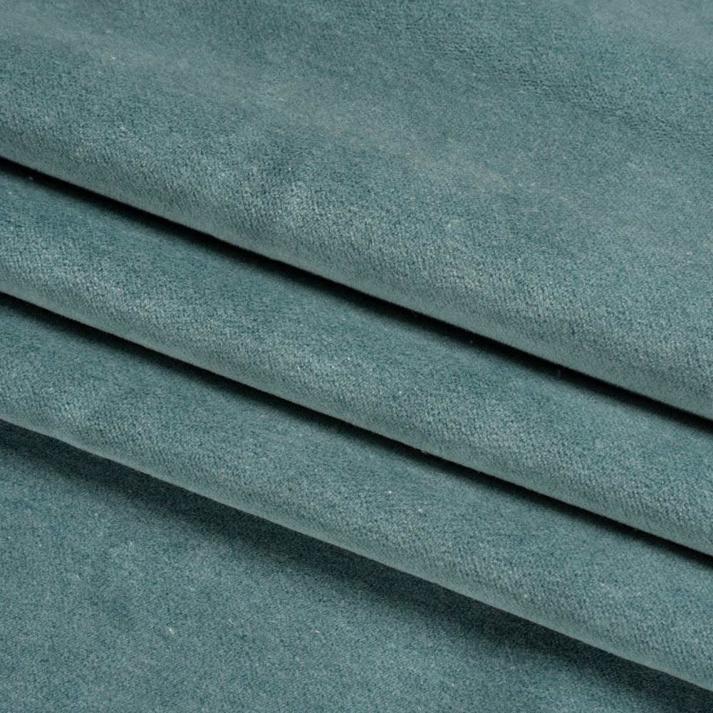 Cotton and Polyester Upholstery Velvet - Ocean - Banton Collection Folded Cotton and Polyester Upholstery Velvet - Ocean - Banton Collection Folded