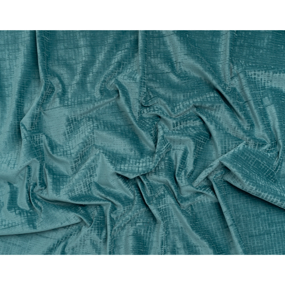 Polyester Upholstery Chenille - Aquamarine Grid Texture - Carolina Collection - Full Polyester Upholstery Chenille - Aquamarine Grid Texture - Carolina Collection - Full