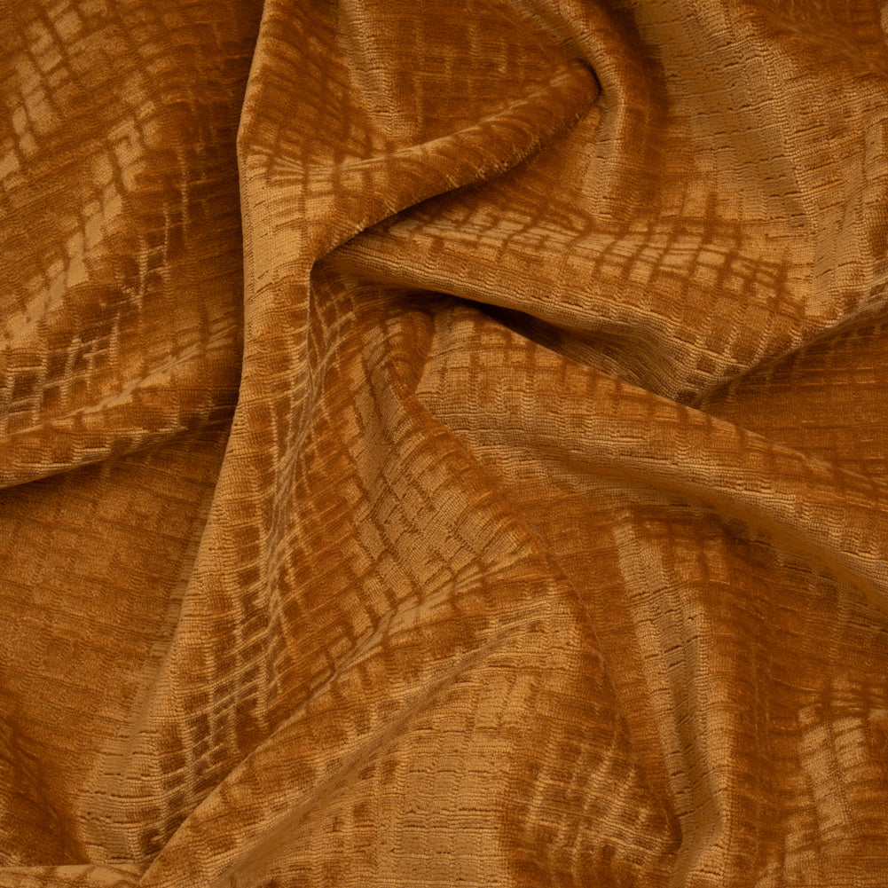 Polyester Upholstery Chenille - Butterscotch Grid Texture - Carolina Collection Polyester Upholstery Chenille - Butterscotch Grid Texture - Carolina Collection