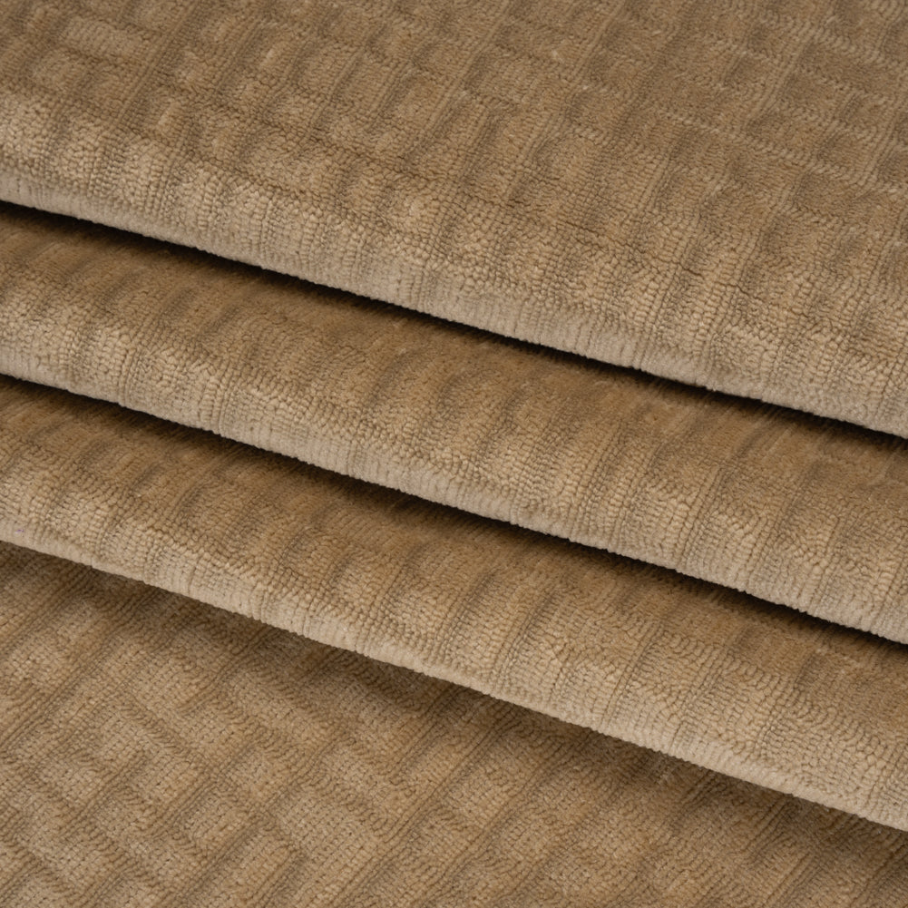 Polyester Upholstery Chenille - Fawn Grid Texture - Carolina Collection - Folded Polyester Upholstery Chenille - Fawn Grid Texture - Carolina Collection - Folded