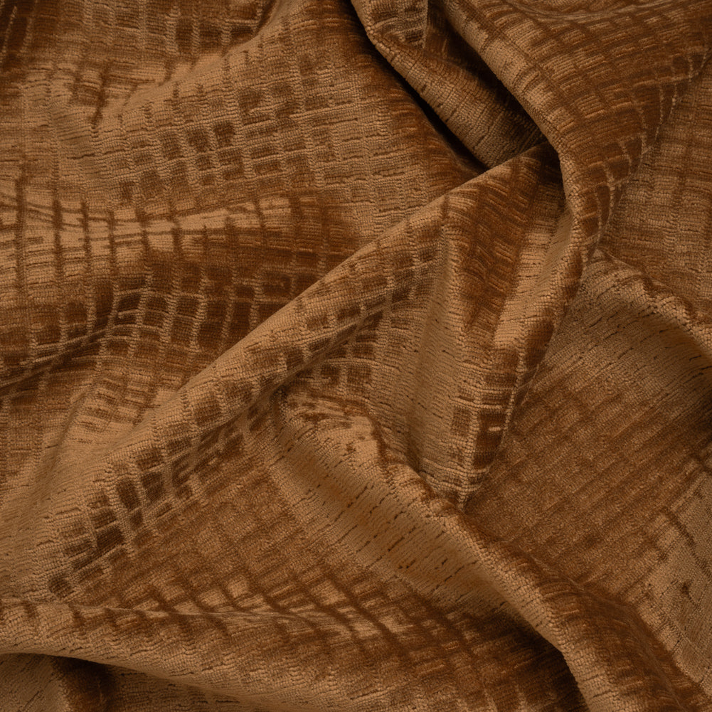 Polyester Upholstery Chenille - Ginger Grid Texture - Carolina Collection Polyester Upholstery Chenille - Ginger Grid Texture - Carolina Collection