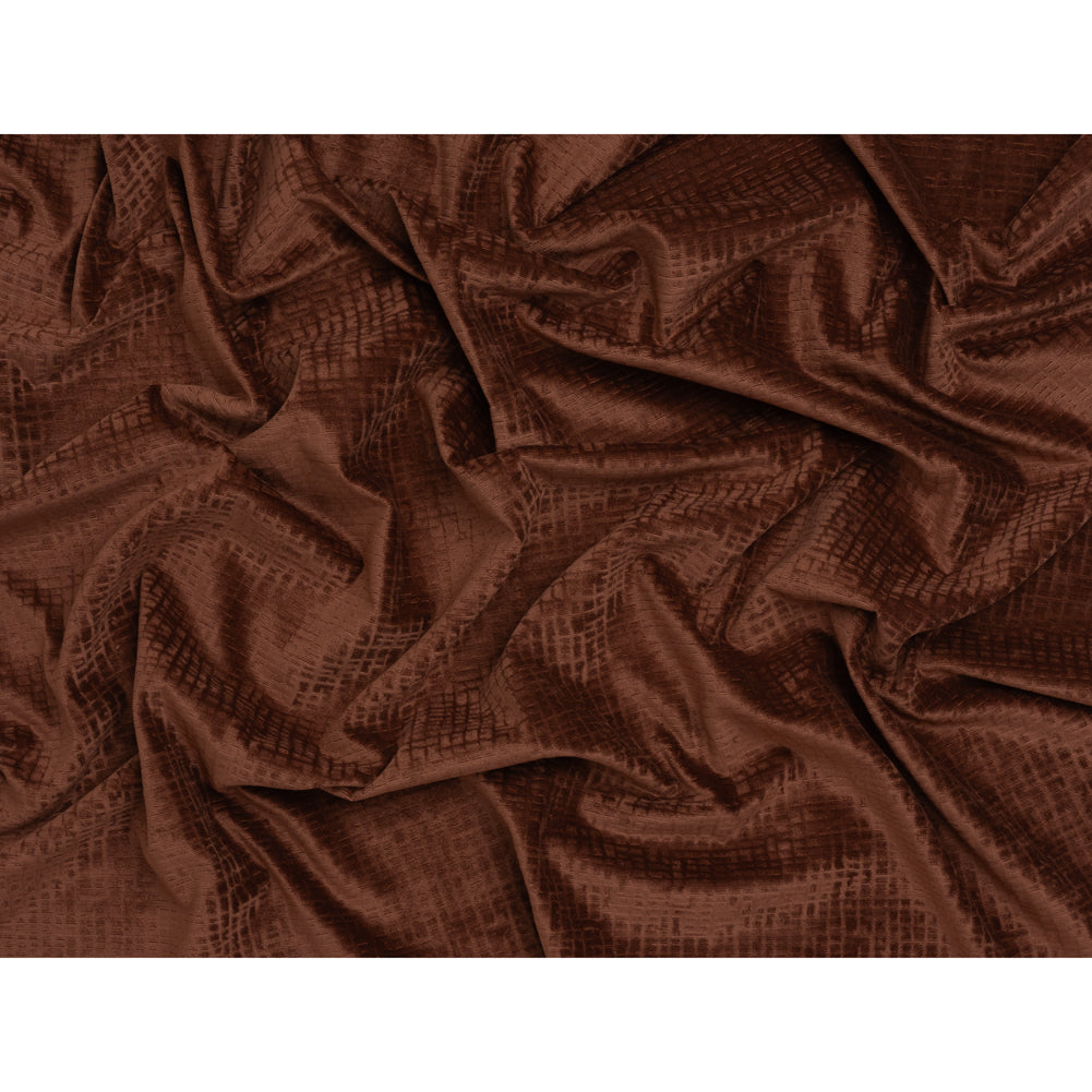 Polyester Upholstery Chenille - Mahogany Grid Texture - Carolina Collection - Full Polyester Upholstery Chenille - Mahogany Grid Texture - Carolina Collection - Full